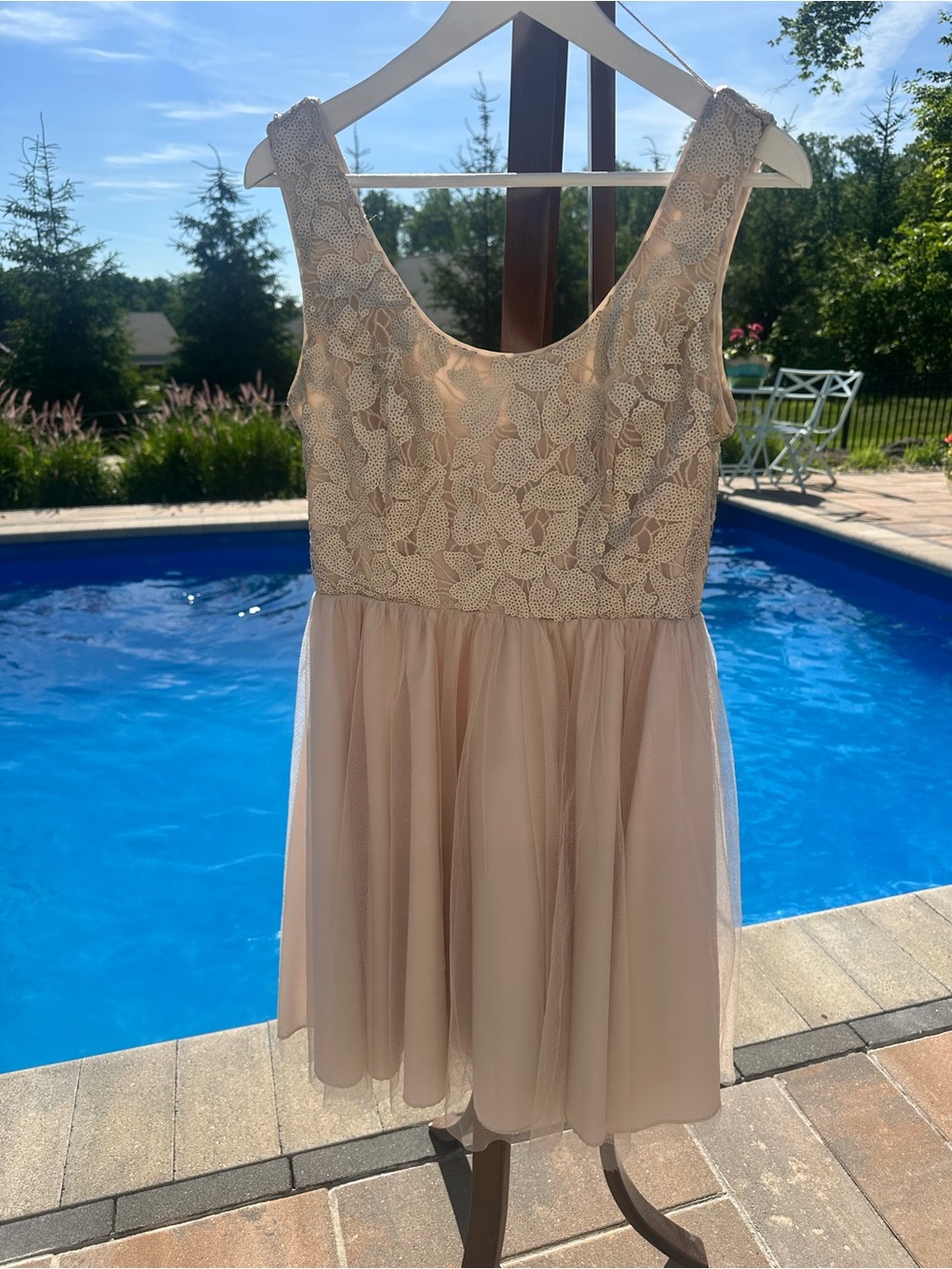 Aidan Mattox Blush Pink Lace Appliqué Mini Dress